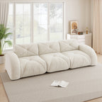 Sofá sin armazón, módulo de sofá tres plazas extra grande, hecho de cómodo material chenille, ideal para el salón, diseño antiresbaladizo, sin necesidad de montaje, color beige claro