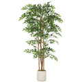 Banyan artificial de plástico con tronco de madera maciza, maceta, para salón, dormitorio, oficina 75 x 75 x 180 cm, color verde