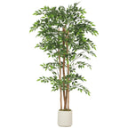 Banyan artificial de plástico con tronco de madera maciza, maceta, para salón, dormitorio, oficina 75 x 75 x 180 cm, color verde