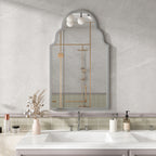 Espejo rectangular de 61x101CM, espejo rectangular plateado, espejo de pared con marco de metal, espejo de baño para la pared, para el baño, la sala de estar, la decoración de la pared del dormitorio