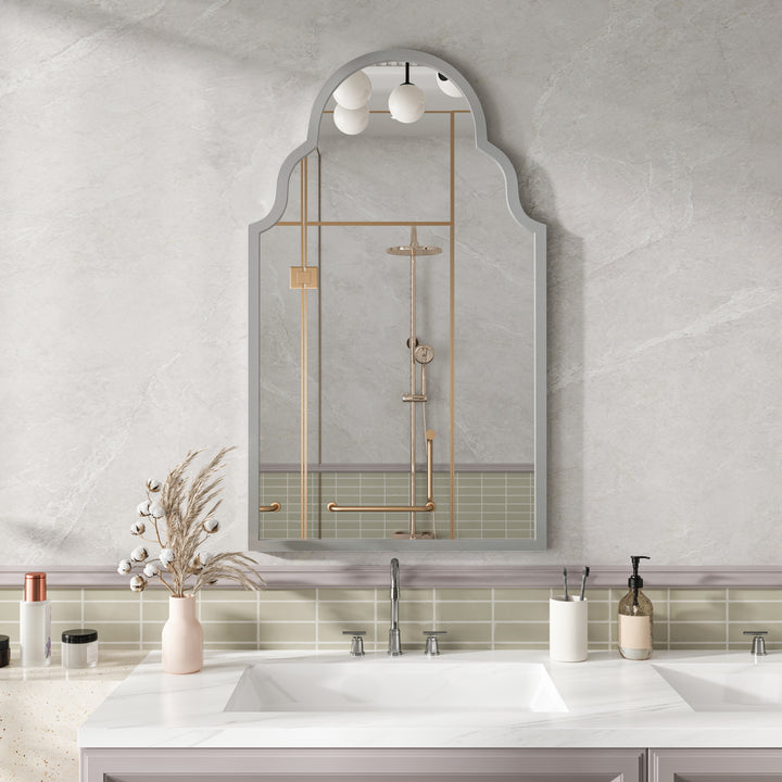Espejo rectangular de 61x101CM, espejo rectangular plateado, espejo de pared con marco de metal, espejo de baño para la pared, para el baño, la sala de estar, la decoración de la pared del dormitorio