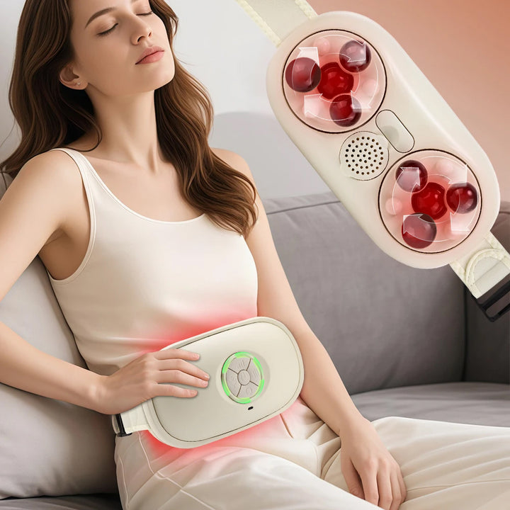 Masajeador abdominal inteligente con masaje de amasamiento humano en 360°, temperatura constante, luz roja y calor, ajuste de intensidad en 3 etapas para relajación profunda y bienestar doméstico