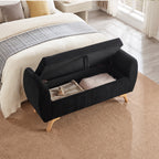 Banco de silla plegable con espacio de almacenamiento y patas de madera – 145×51×57 cm, para dormitorio, sala de estar y pasillo