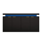 Armario de cocina con iluminación LED, Sideboard con 4 puertas, Buffet con mucho espacio de almacenamiento para el comedor y el salón, 160 × 39 × 83 cm