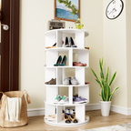 Rack para zapatos, ángulo giratorio, redondo blanco, 5 niveles, altura 115 cm, ancho 60 cm
