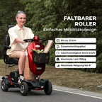 Vehículo eléctrico para mayores, motor de 300 W, capacidad de carga de 136 kg, autonomía de 25 km, soporte de cabeza giratorio de 360°, no requiere licencia de conducir. - A-MAX PLUS RED
