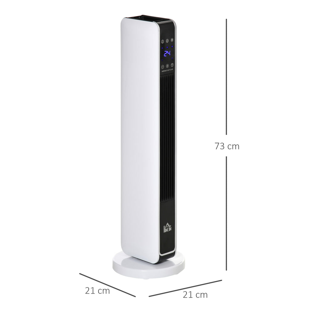 Heizlüfter eléctrico de 2200W con control remoto y temporizador de 8 horas, de ABS y PA, blanco y negro, compacto de 21x21x73 cm para calor eficiente