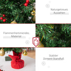Árbol de Navidad pequeño, Mini árbol de Navidad con bayas de cardo, bolas y luces LED, decoración para mesa de color verde PVC ∅40 x 60 cm
