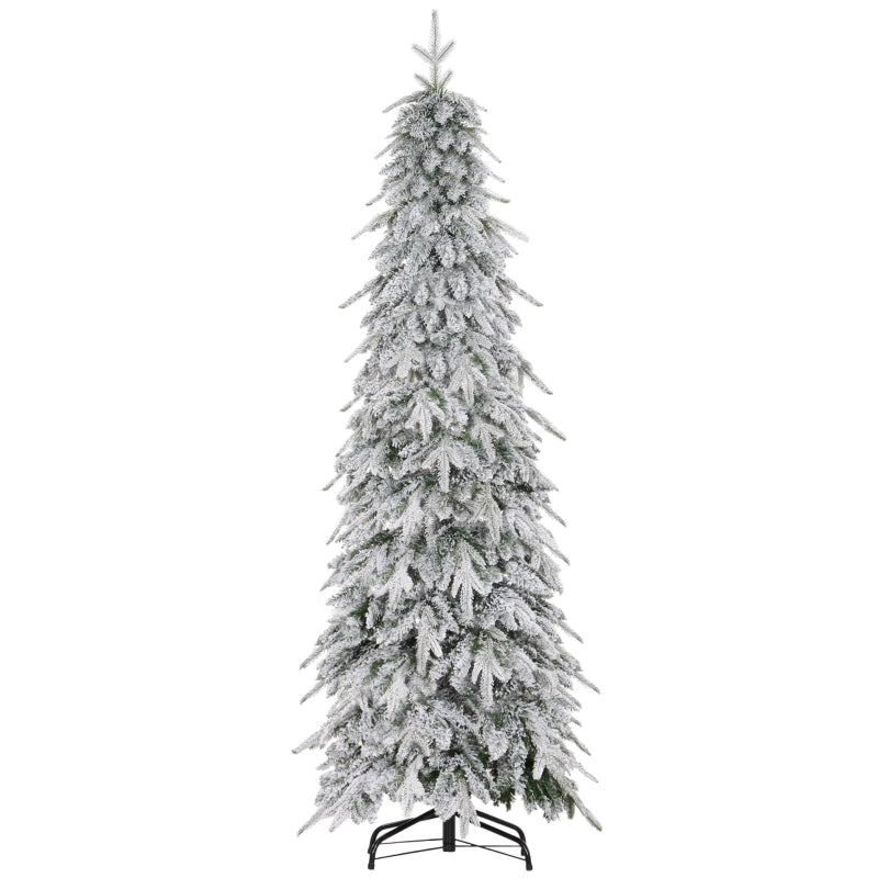 Árbol de Navidad artificial de 180 cm, árbol de Navidad realista con 600 ramas densas, nieve artificial y apertura automática