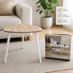 2 Modern Side Tables with Carved Wooden Top