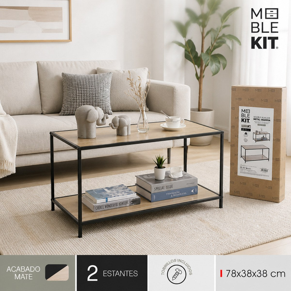 Meble Kit Coffee Table with 2 Shelves