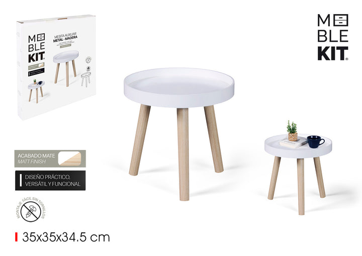 Meble Kit Round Auxiliary Table, White Matt Finish product images and lifestyle scenes