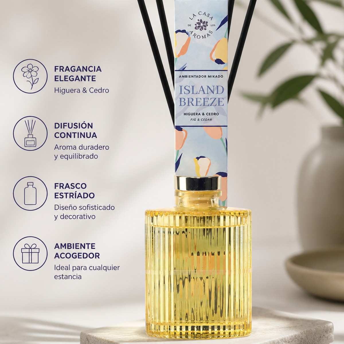 Ambientador Mikado Island Breeze La Casa de los Aromas | 250 ml | Higuera y Cedro | Hogar