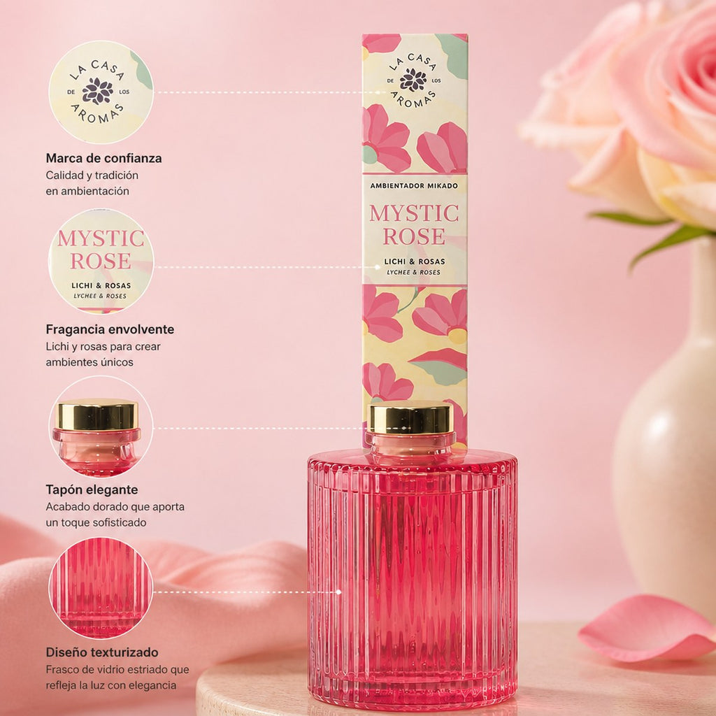 Ambientador Mikado Mystic Rose La Casa de los Aromas | 250 ml | Lichi y Rosas | Hogar
