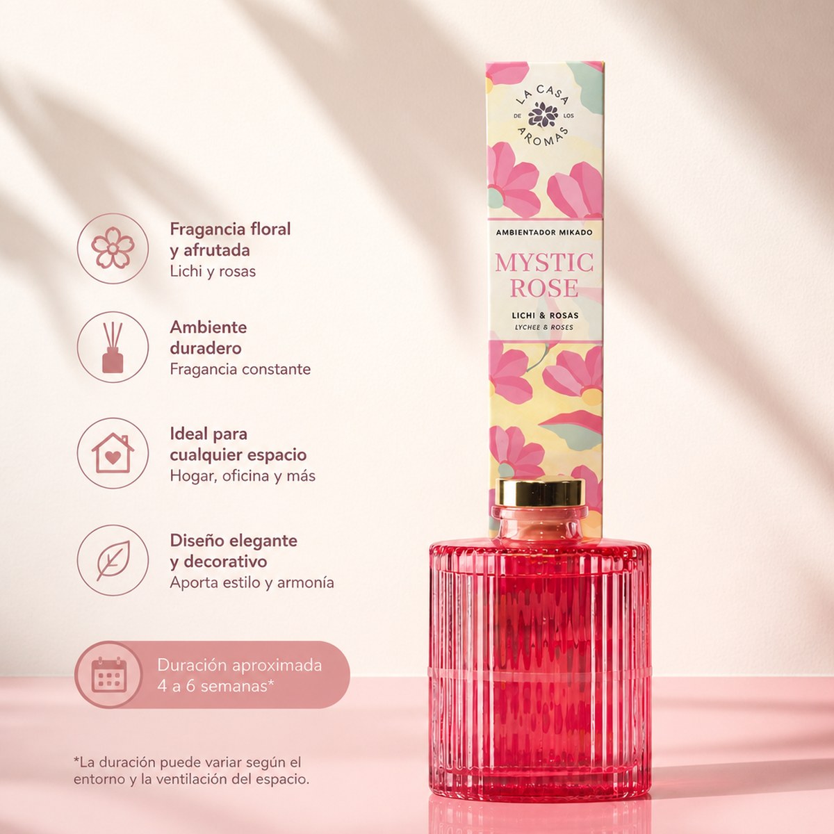 Ambientador Mikado Mystic Rose La Casa de los Aromas | 250 ml | Lichi y Rosas | Hogar