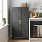 Gabinet de almacenamiento metálico de dos puertas ajustable para despensa de cocina, gabinete para el salón, comedor y oficina, negro