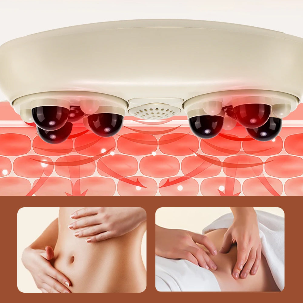 Masajeador abdominal inteligente con masaje de amasamiento humano en 360°, temperatura constante, luz roja y calor, ajuste de intensidad en 3 etapas para relajación profunda y bienestar doméstico