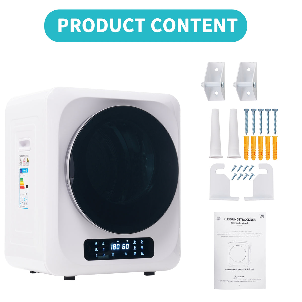 Deshumidificador de Edelstahl, 3 kg, hasta 4 kg en realidad, 850 W, Filtrado múltiple, 6 Programas, 6 Funciones. Protección contra sobrecalentamiento, Montaje en pared [Clase de energía G]