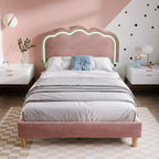 Cama con Colchón LED Individual 90 x 190cm, Base de Cama con Armazón de Latas y Parte Superior de Cabeza Ajustable, Cama Con Colchón en Rosa, Armazón de Cama para Habitación de Dormir, Habitación de Huéspedes - Seda