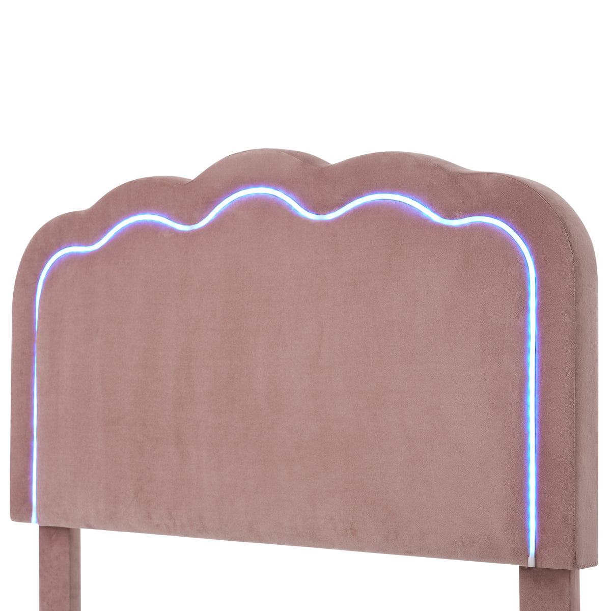Cama con Colchón LED Individual 90 x 190cm, Base de Cama con Armazón de Latas y Parte Superior de Cabeza Ajustable, Cama Con Colchón en Rosa, Armazón de Cama para Habitación de Dormir, Habitación de Huéspedes - Seda