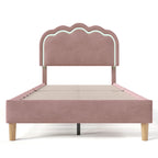 Cama con Colchón LED Individual 90 x 190cm, Base de Cama con Armazón de Latas y Parte Superior de Cabeza Ajustable, Cama Con Colchón en Rosa, Armazón de Cama para Habitación de Dormir, Habitación de Huéspedes - Seda
