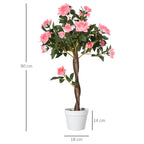 Plantas artificiales de rosa grandes de 90 cm, planta artificial, árbol de rosa de plástico en maceta, árbol artificial tan real como para el salón, dormitorio, oficina, decoración moderna, regalo