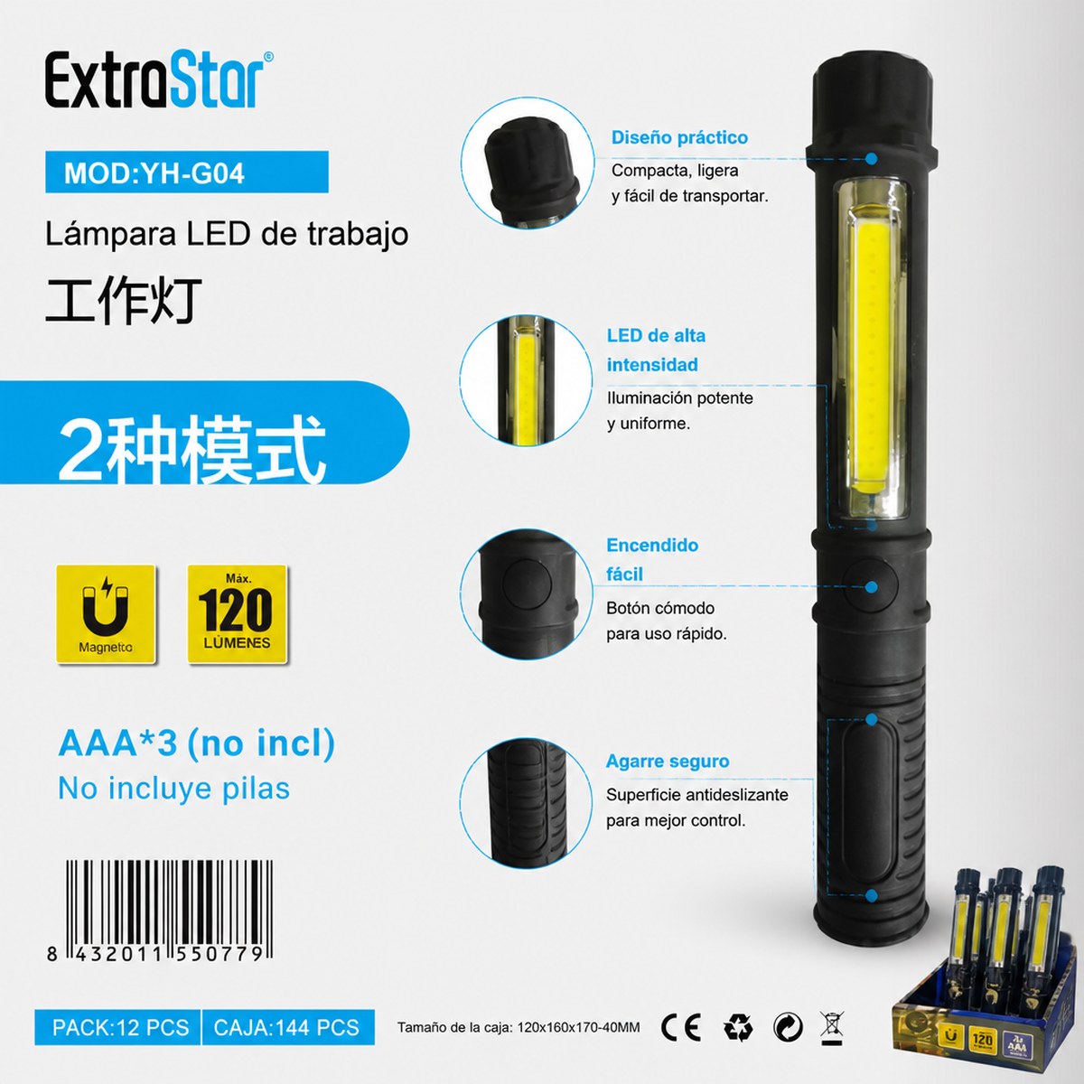 Lámpara LED de trabajo magnética ExtroStar