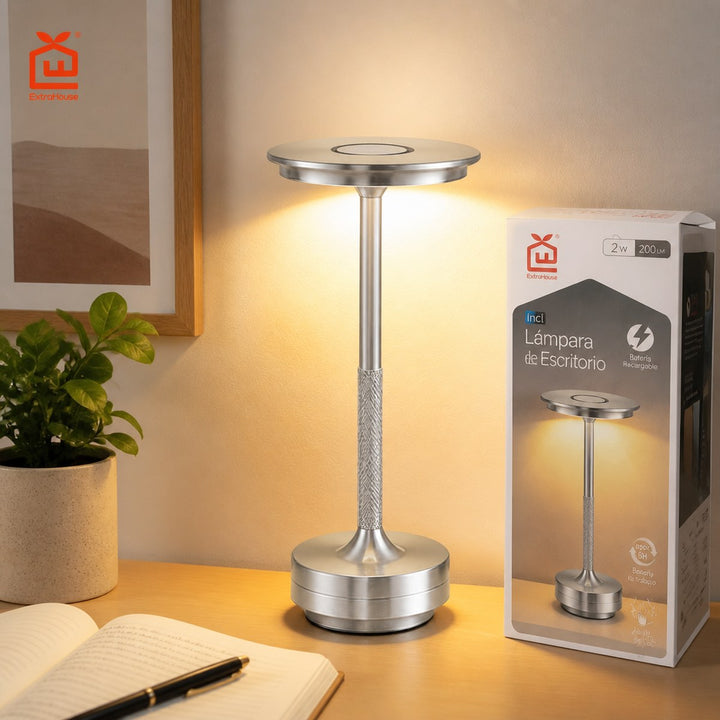 Rechargeable Dimmable LED Desk Lamp - Silver