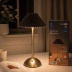 Vintage Pleated Rechargeable Desk Lamp - Brown