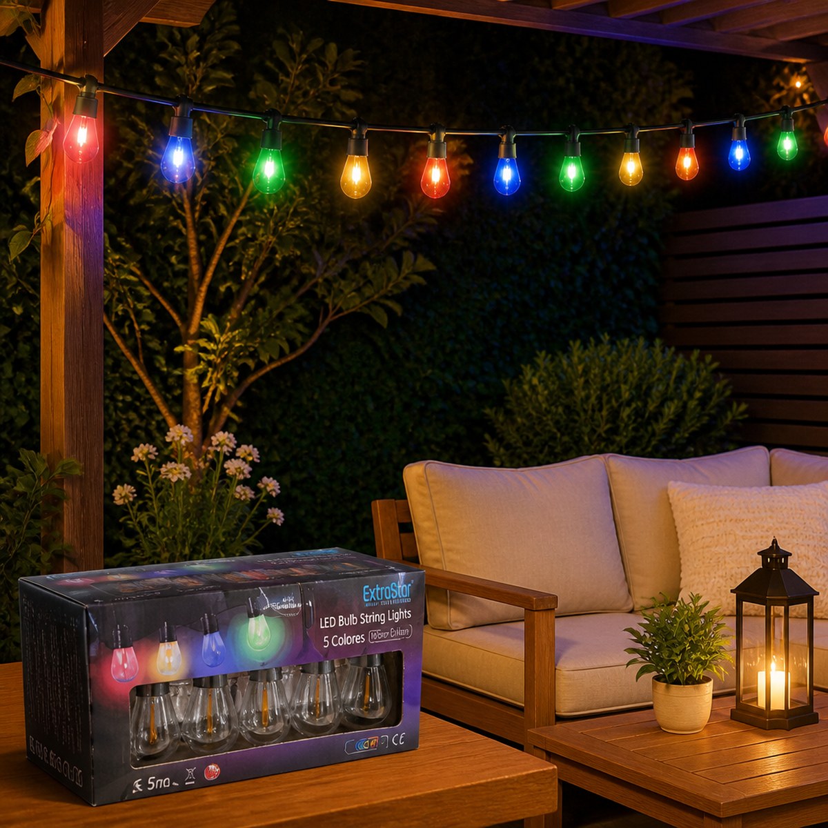 Guirnalda LED RGB ExtraStar, 6.5m, 10 Bombillas