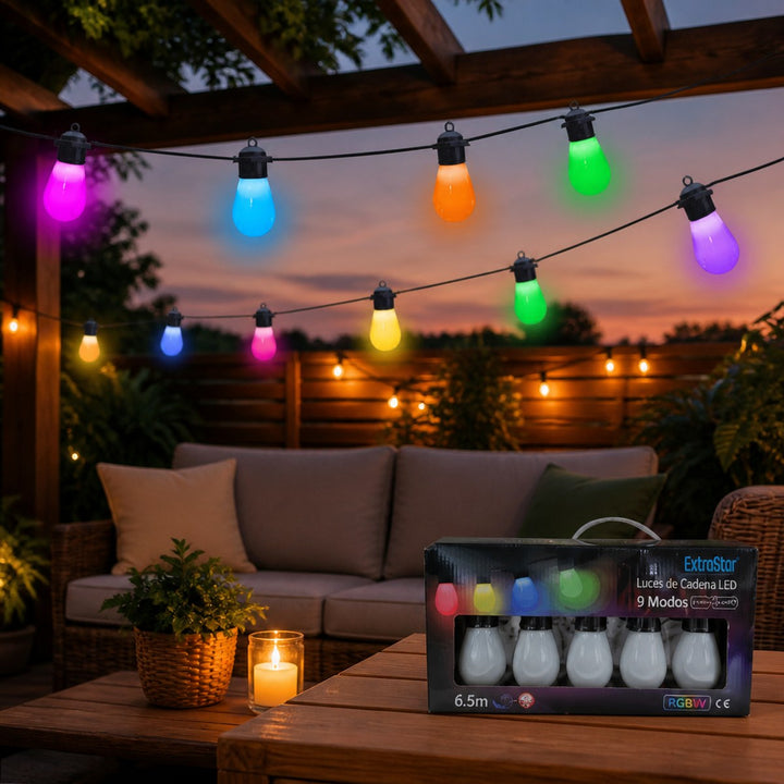 ExtraStar RGBW LED String Lights, 6.5m, 10 Bulbs