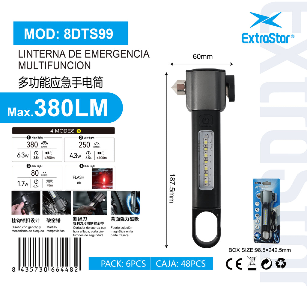 ExtraStar Multifunction Emergency Flashlight, 380LM product images and lifestyle scenes