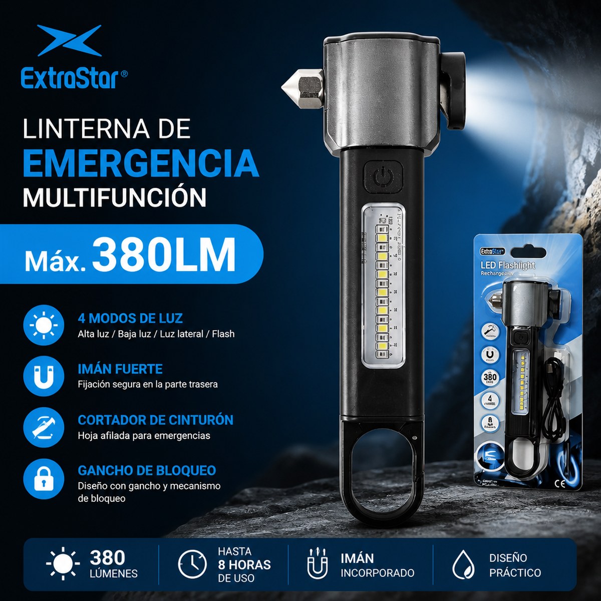 ExtraStar Multifunction Emergency Flashlight, 380LM