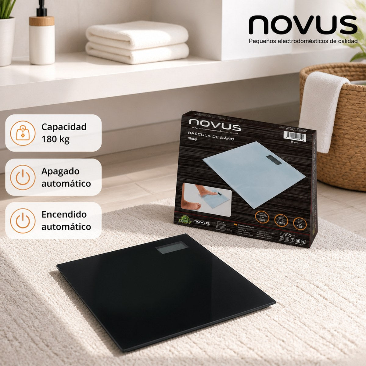 Balanza de baño digital Novus con capacidad de 180 kg
