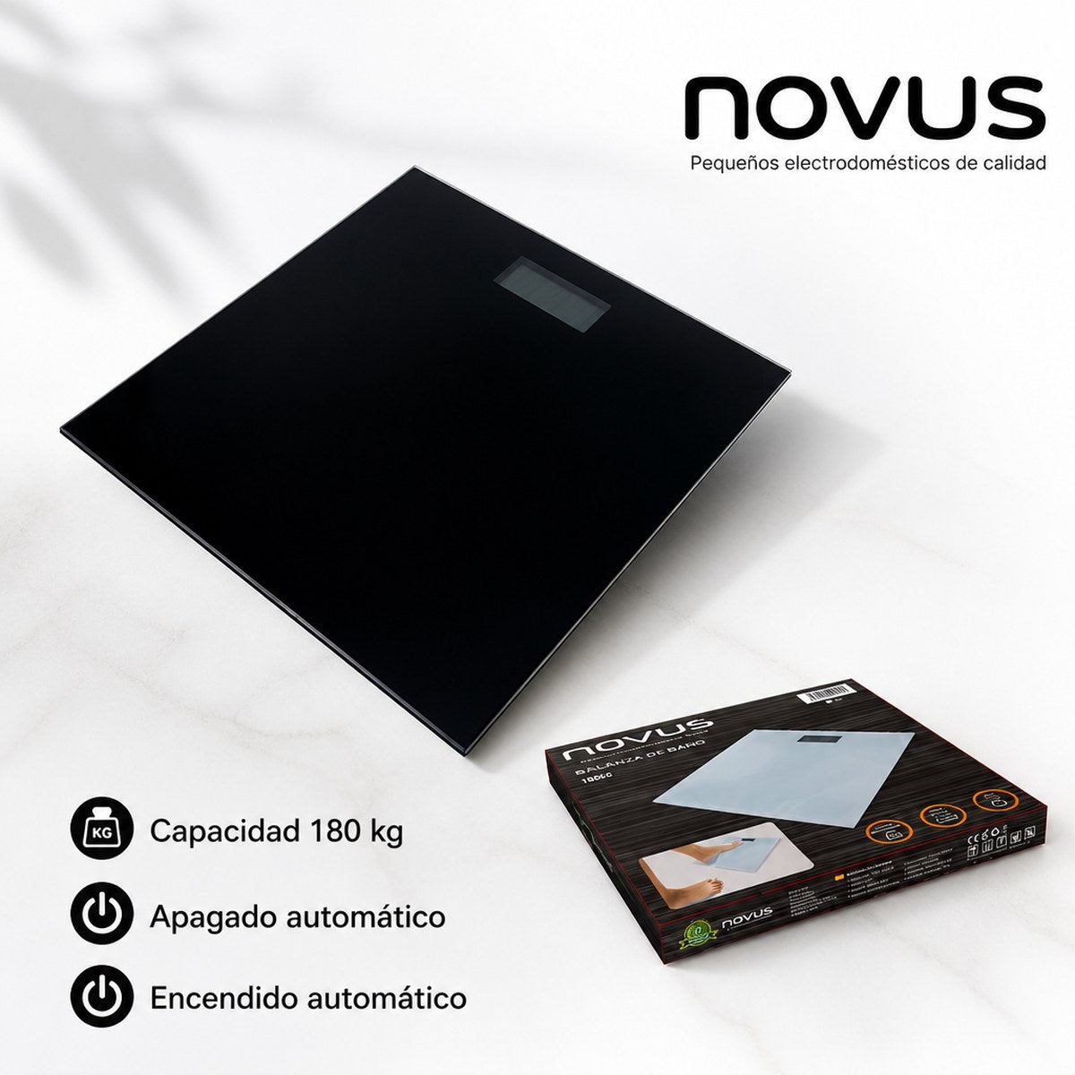 Balanza de baño digital Novus con capacidad de 180 kg