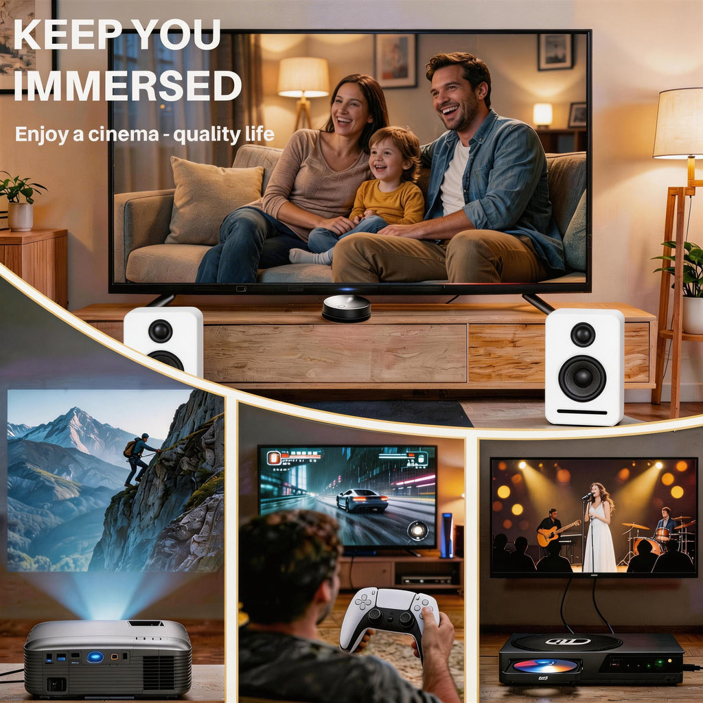 Sistema de sonido doméstico inalámbrico 5.1 Dolby Atmos (Blanco) – Set de envolvente Monaco, WISA con baja latencia para la mejora del sonido de TV sin retraso, Ideal para apartamentos y salones de estar