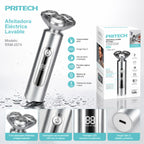 Pritech RSM-2574 Washable Electric Shaver | 3 Floating Heads | Digital Display | Aluminum