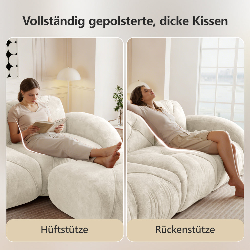 Sofá sin armazón, módulo de sofá tres plazas extra grande, hecho de cómodo material chenille, ideal para el salón, diseño antiresbaladizo, sin necesidad de montaje, color beige claro
