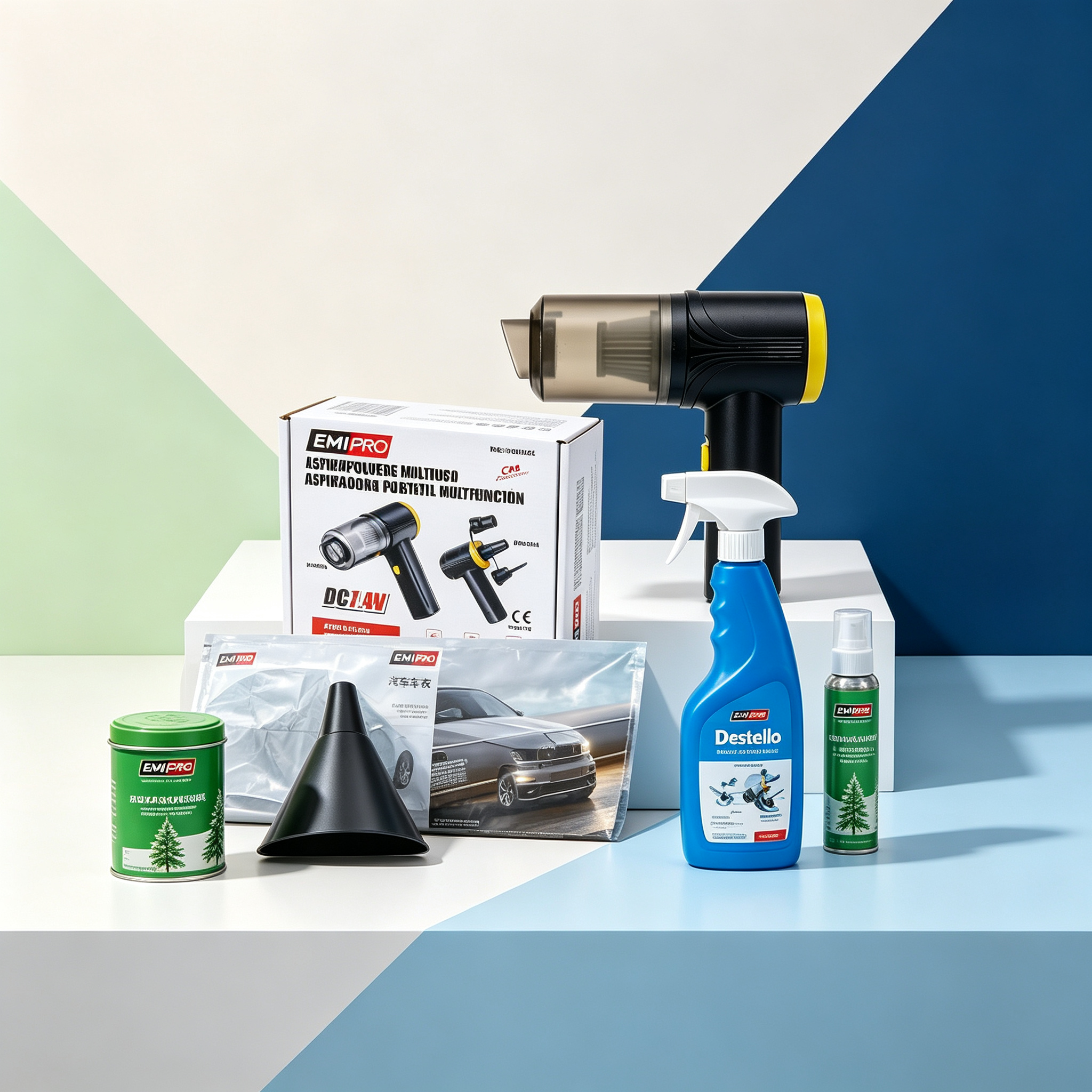 Car Cleaning and Protection Kit - Portable Vacuum + Cover + Cleaner + Air Freshener