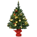 Árbol de Navidad pequeño, Mini árbol de Navidad con bayas de cardo, bolas y luces LED, decoración para mesa de color verde PVC ∅40 x 60 cm