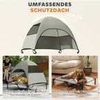 Cama para perro exterior con techo, Cama para perro elevada para perros grandes, 91 x 76 x 90 cm, Gris claro