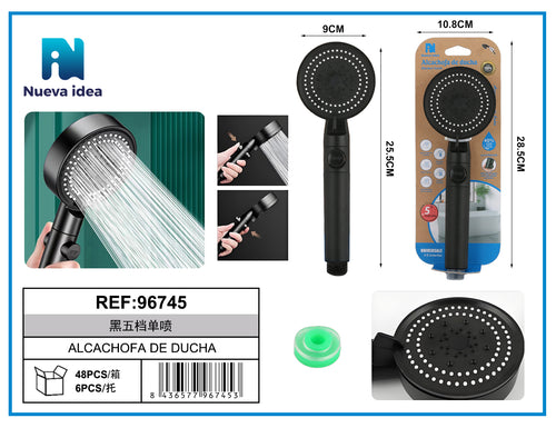 Nueva Idea 5-Setting High Pressure Shower Head, Black product images and lifestyle scenes
