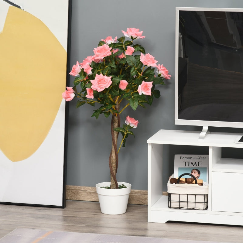 Plantas artificiales de rosa grandes de 90 cm, planta artificial, árbol de rosa de plástico en maceta, árbol artificial tan real como para el salón, dormitorio, oficina, decoración moderna, regalo