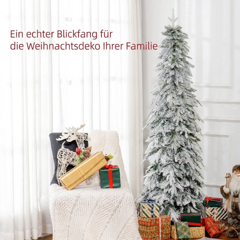Árbol de Navidad artificial de 180 cm, árbol de Navidad realista con 600 ramas densas, nieve artificial y apertura automática
