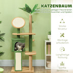 Arbol de gatos de 139 cm con cueva para gatos, pelota de juego, árbol de gatos con postes de rascar, para gatos de hasta 5 kg, color verde