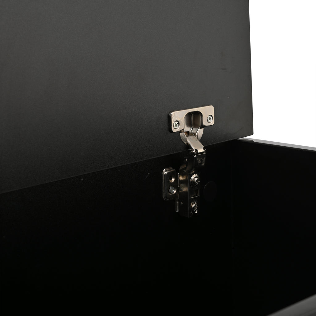 Mesón de salón de 70*70*38cm, Mesón de café elevador con tira de luz LED, Sofático con 1 cajón, Mesón auxiliar de alta brillantez con espacio de almacenamiento oculto y puertas con abertura superior, Negro