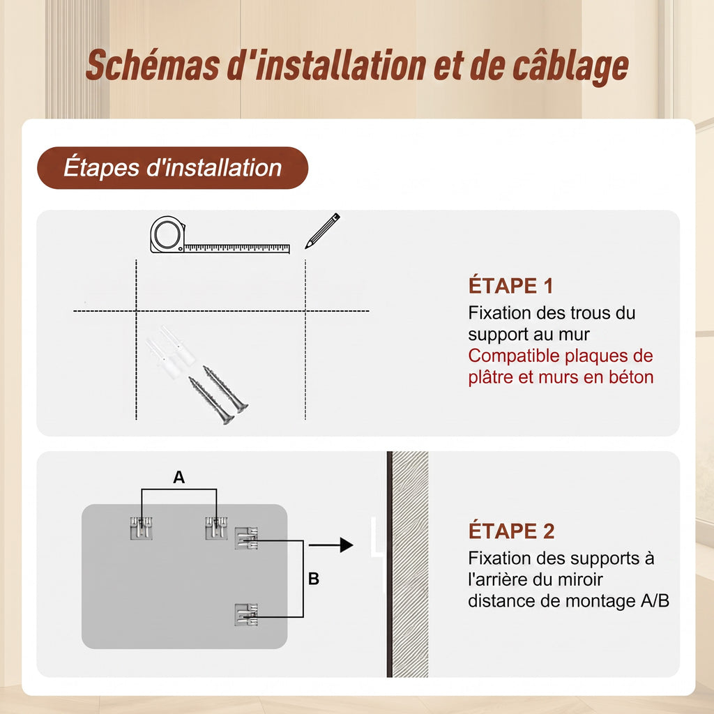 Espejo de baño de 60×100 cm, sin marco con esquinas redondeadas, espejo de 5 mm HD de plata, película de seguridad, montable horizontal o verticalmente