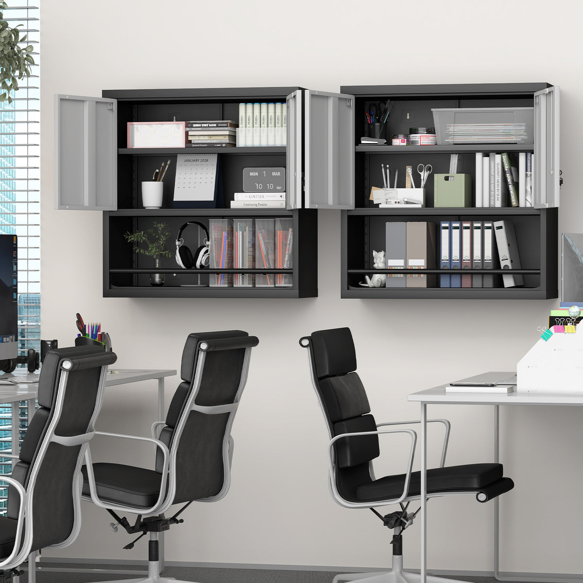 Gabinet de almacenamiento metálico alto con 2 puertas y estantes ajustables, gabinete de despensa de acero para la cocina, sala de estar, comedor, oficina doméstica