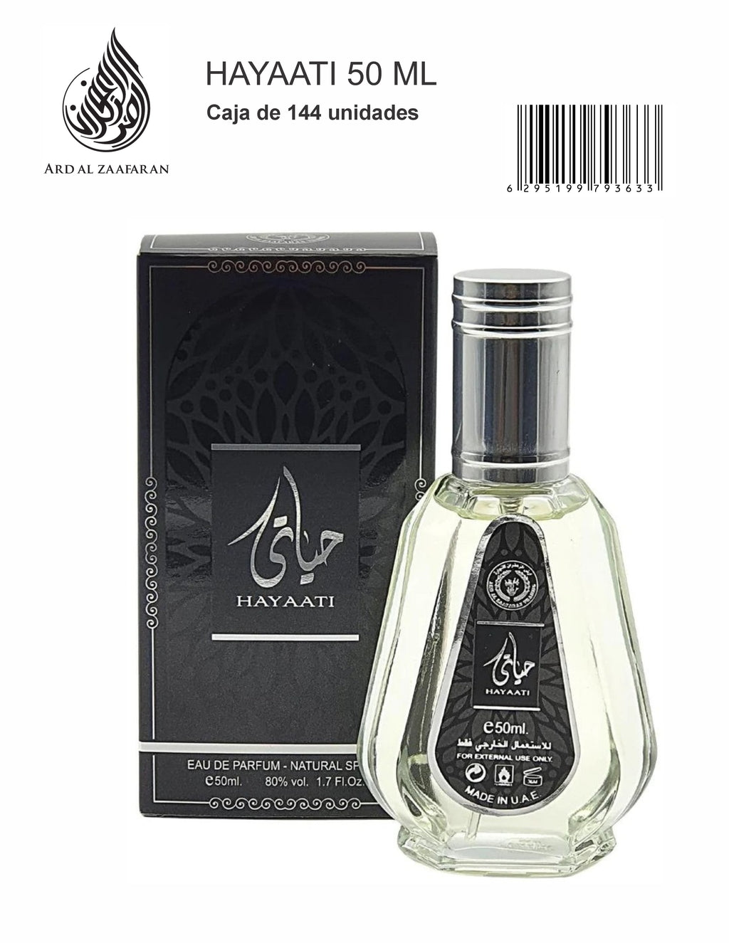 Hayaati Eau de Parfum 50ml product images and lifestyle scenes