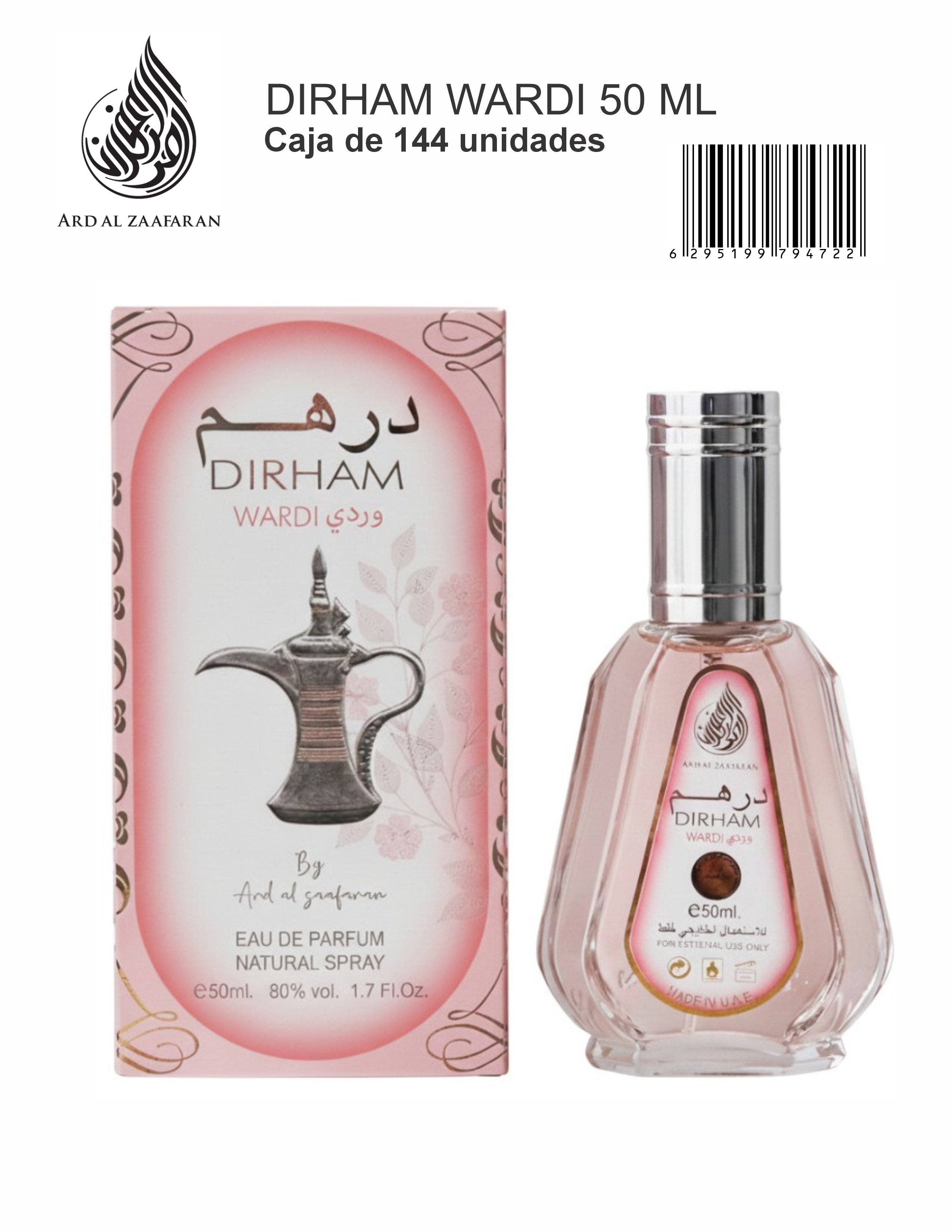 Ard Al Zaafaran Dirham Wardi Eau de Parfum 50ml product images and lifestyle scenes